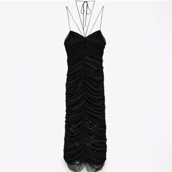 Zara Black Asymmetrical Spaghetti Strap Dress - Picture 2 of 9